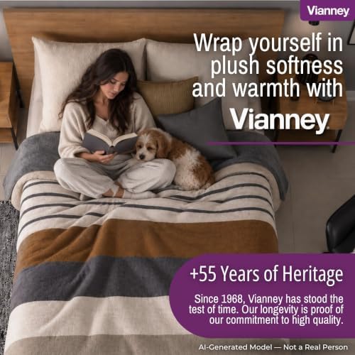 Vianney Tan Grey White Full/Queen Reversible Sherpa Throw Blanket