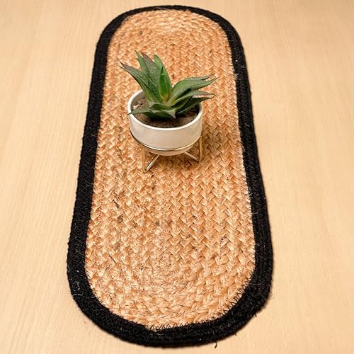 CHARDIN HOME Verona Woven Jute Cotton Braided Table Runner, 8x24