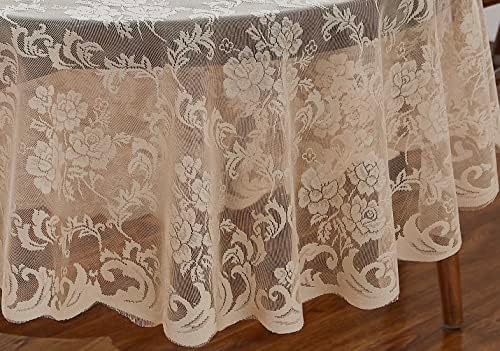 LinenZone 120 Inch Vintage Linen Round Tablecloth.
