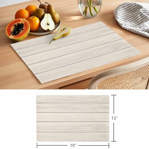 Vintage Country Wooden Board Placemats Set of 6 Washable Table Mats