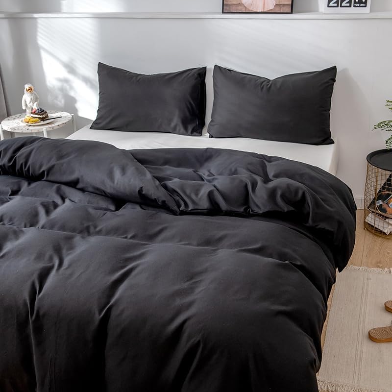Solid Color Duvet Cover Set 2 Pcs, Ultra Soft Brushed Microfiber