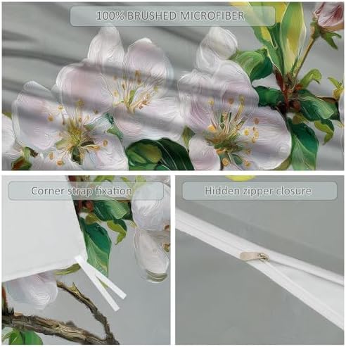 Set Microfiber Duvet Cover King Size, Oil Painting Style Plant Branch