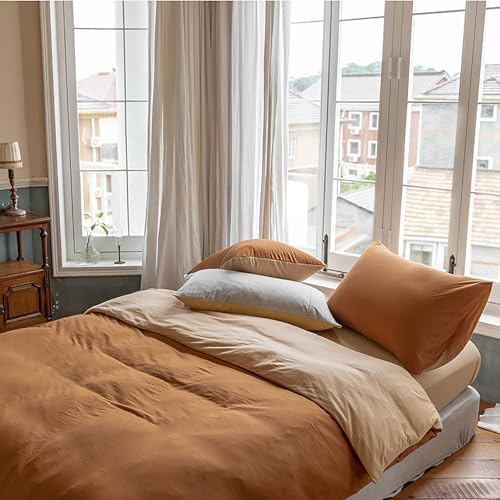 Long-Staple Cotton Duvet Cover Queen Size Set Ultra Soft Knitted