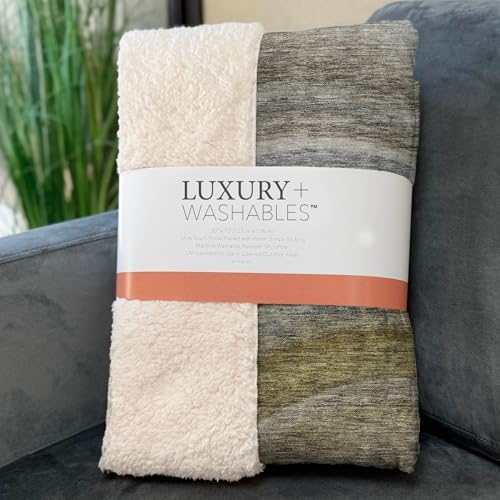 Addison Rugs ASB584 Taupe 50" x 70" Oversized Sherpa Throw Blanket
