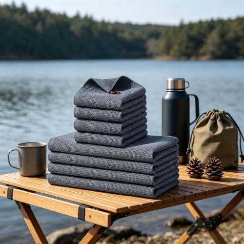 8 Pack 100% Cotton Kitchen Towels and Dishcloths Set