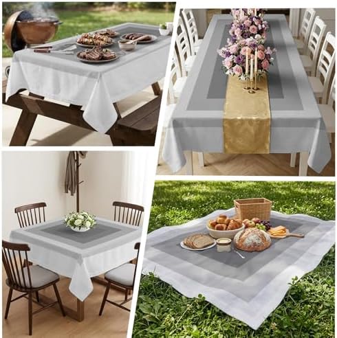 Square Tablecloth, Gray Gradient Color Block Waterproof Table Cloth