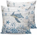 Pillow Covers 20x20 Set of 2, Blue Sea Turtles Throw Pillow Covers