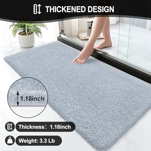 Bathroom Rugs 60"x24", Fluffy Soft Thick Absorbent Bath Mat Rubber