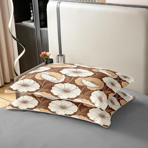 jejeloiu Floral Duvet Cover 100% Cotton Queen Size Boho Flowers