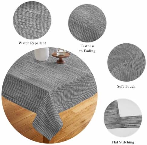 Gray Solid Color Table Cloth, Minimalist Vintage Linen Texture Modern