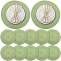 12 Pcs 12 Pcs Round Placemats 14.2 Inch Woven Braided Placemats, Sage