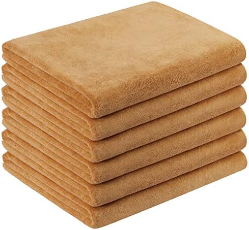JML Large Microfiber Bath Towels, 6 Pack, 30" x 60", Beige
