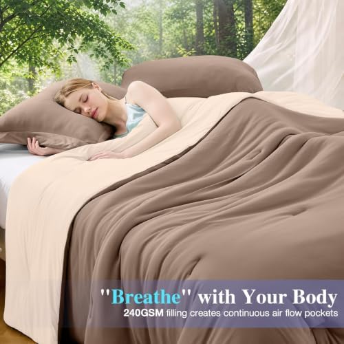 MUXHOMO Cooling Comforter Queen Size, 3-Piece Reversible Bed Set