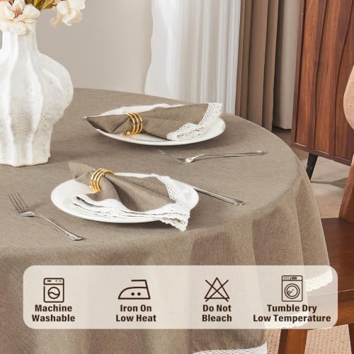 Flaxen 70inch Round Polyester Linen Farmhouse Tablecloth
