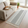 Farmhouse Grey Hallway Runner Rug 2'x5', Farmhouse Gray Line Striped