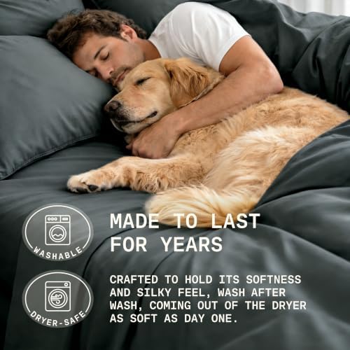 TRUE BAMBOO Sheets Set King Size - Silky Soft & Cooling - Dark Gray