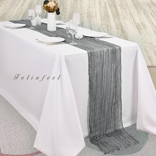 12 Pack Gray 10FT Cheesecloth Table Runner Rustic Gauze Fabric Cheese