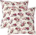 Vintage Floral Pillow Cases Set of 2, Red and Pink Flower Throw Pillow