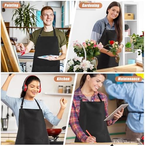 24Pcs Bib Apron with 2 Pockets,Adjustable Bib Aprons,Water Oil