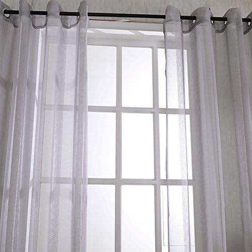 ELEOPTION 2 Piece Long Sheer Window Curtain Grommet Panels, Pure Color