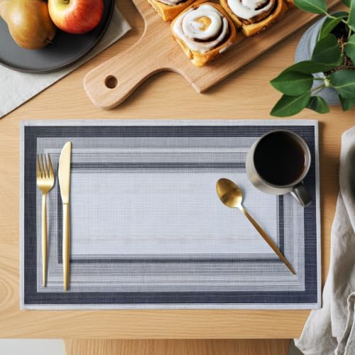 Cotton Linen Placemats for Dining Table Set of 8 Nested Square Art