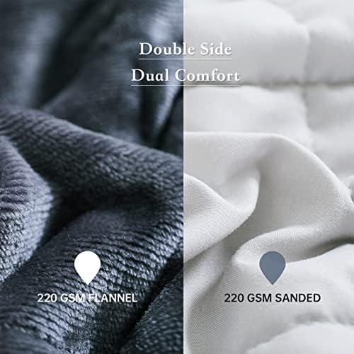 Satwip Grey Weighted Blanket 15 Pounds, Fuzzy Warm Flannel Throw