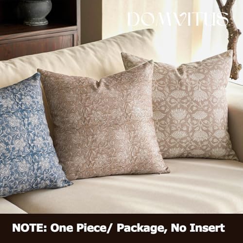 DOMVITUS Floral Pillow Covers 20x20 Throw Pillow Covers Block Print