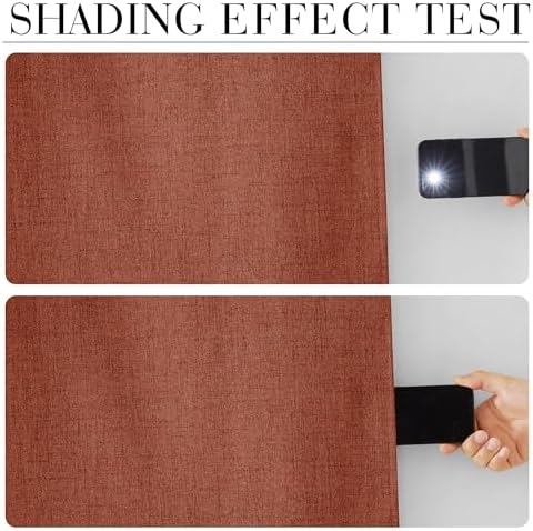 RYB HOME 100% Blackout Linen Textured Curtains 96 Inch for Dining Room