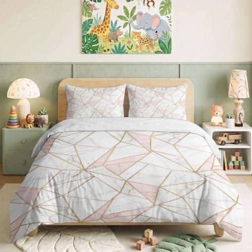 King Duvet Cover Set Soft Microfiber Modern Geometry