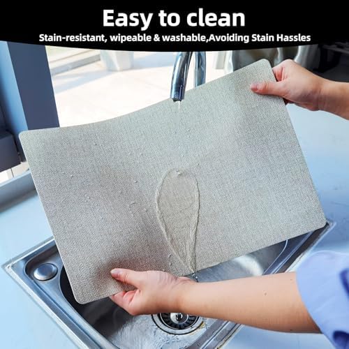 Vinyl Placemats Set of 6-12×17.7 Inch Waterproof & Heattable