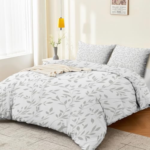 Duvet Cover King Size - Grey Reversible Duvet Cover Set with Zipper