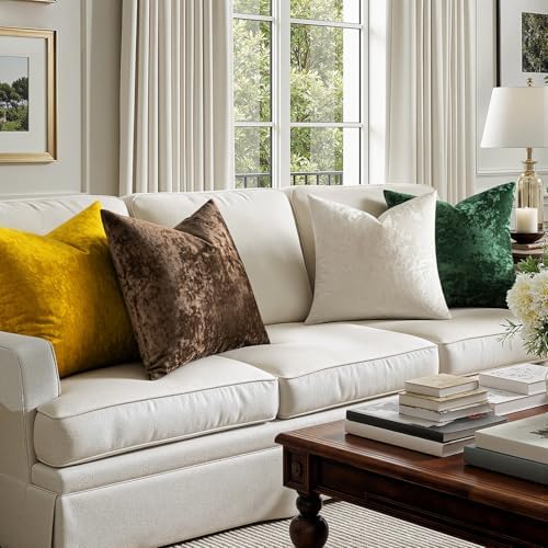 MIULEE Fall Velvet Throw Pillow Cover Brown 20x20 inch Set of 2