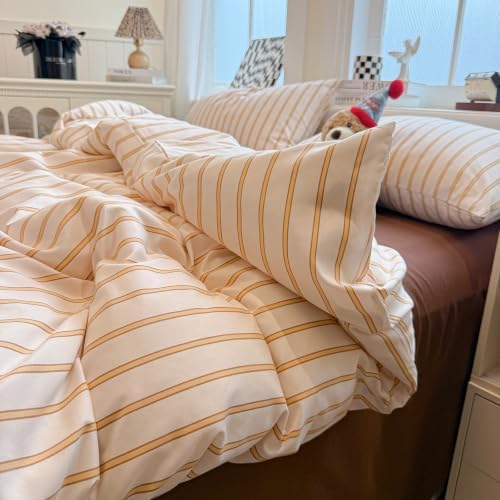 HighBuy Retro Striped Duvet Cover Set King Neutral Stripes Textured