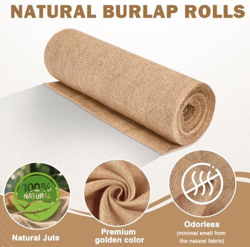 12" x 10 yd Burlap Table Runners, Jute Burlap Runner for Table, Fabric
