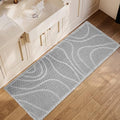 ZALL Grey Waffle Bath Mat Wavy,Super Absorbent Non Slip Bathroom Rug