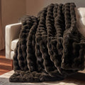 EverGrace Double-Sided Bubble Faux Fur Throw Blanket, 60"x80", Dark