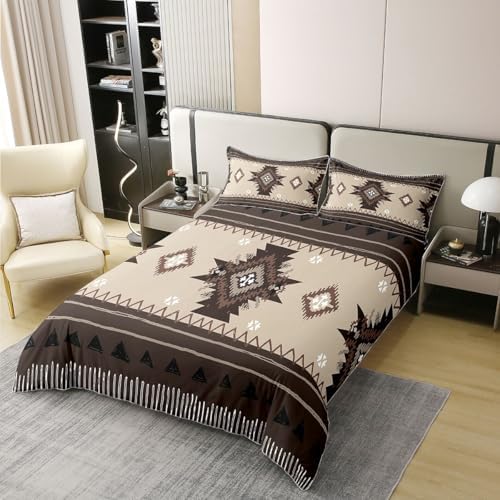 jejeloiu Bohemian Theme Duvet Cover 100% Cotton Queen Size Boho Stripe