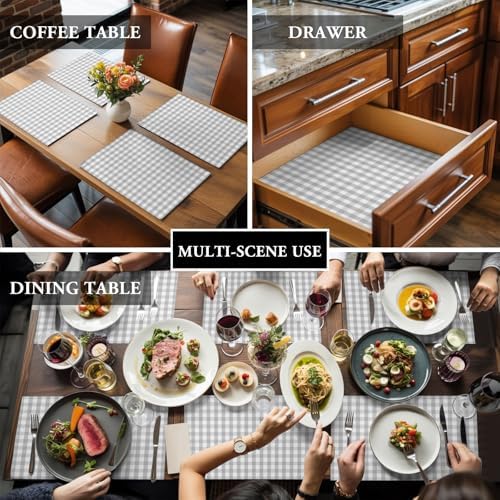 Cotton Linen Placemats for Dining Table Set of 8 Classic Gray