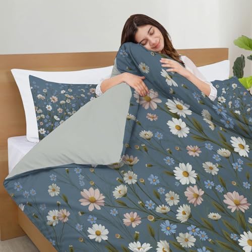 Natural Wildflower Landscape Duvet Cover King 3Pcs, Breathable