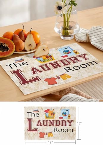Laundry Room Table Runner and Placemats for Dining Tables,Burlap
