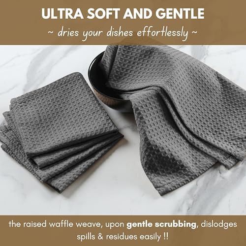 Native Fab Waffle 18 Pack Dish Cloths Set - 100% Cotton, Absorbent