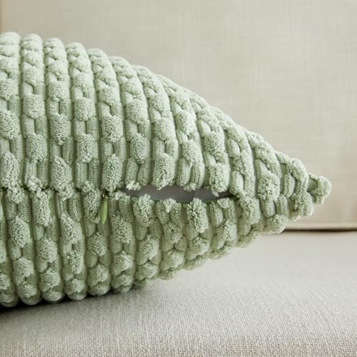Fancy Homi 2 Packs Sage Green Decorative Throw Pillow Covers 20x20