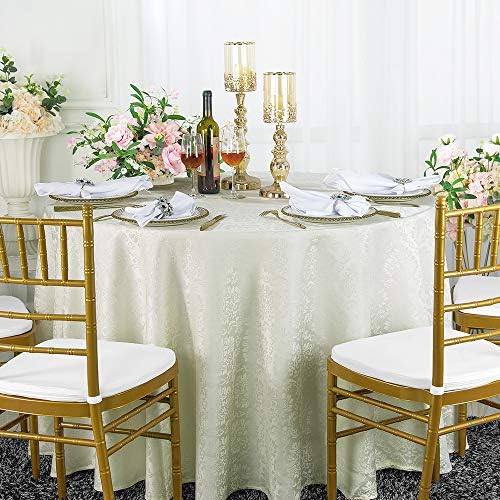 90 Inch Round Marquis Jacquard Damask Polyester Tablecloths Table