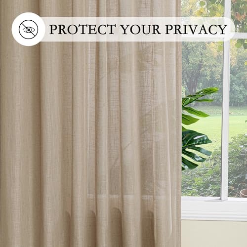 MYSKY HOME Taupe Curtains 96 Inches Long for Living Room Sliding Glass