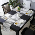 Gray White Table Mats Set of 4 With Table Runner 90 Inches