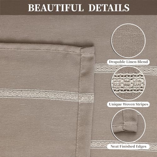 Taupe Light Filtering Curtains 96 Inch Long for Dining Room Bedroom