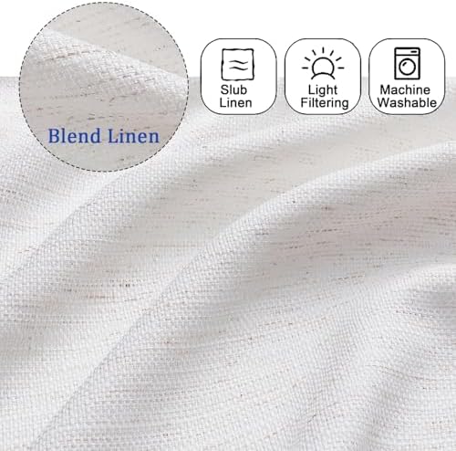 Chyhomenyc Natural Curtains 120 Inch Length 2 Panels Set, Faux Linen