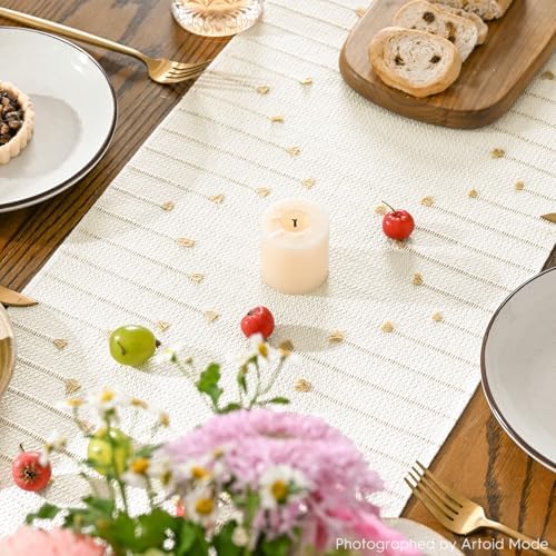 Artoid Mode Burlap Brown Boho Table Runner for Farmhouse Rustic