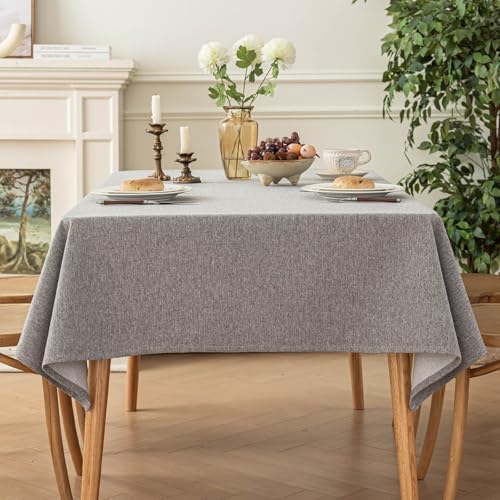 Waterproof Outdoor Rectangular Fabric Tablecloth, Gray, 55 x 120 Inch