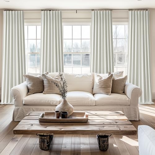 Beige White Room Darkening Curtains 72 Inches Long 2 Panels Burg